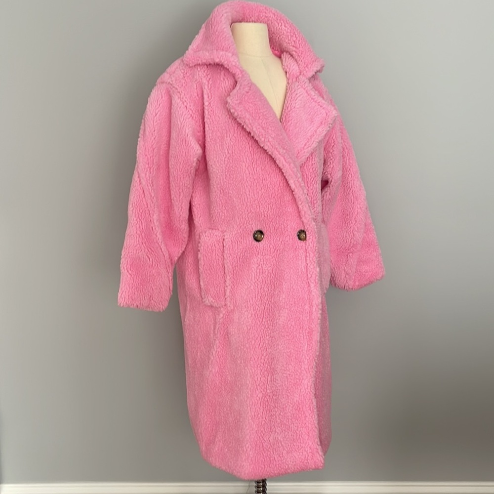 Fashion Nova, Pink Oversized teddy bear coat size S/M - Picture 4 of 9